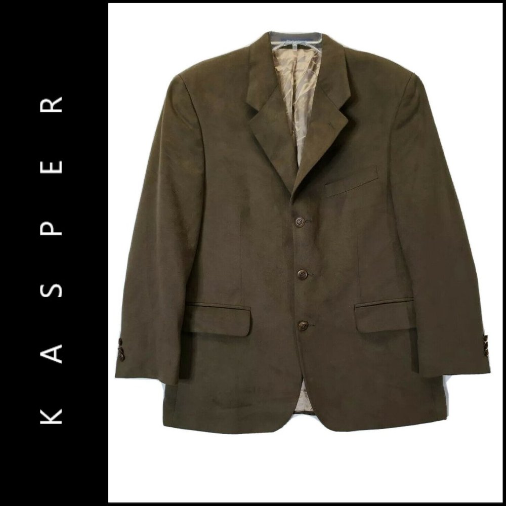 Kasper Men With Lined Blazer Suit Size 40S Brown